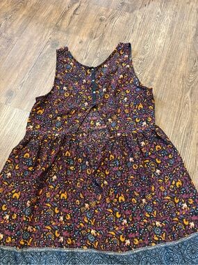 Ecote Purple Floral Sleeveless Dress with Mustard Accents -Medium